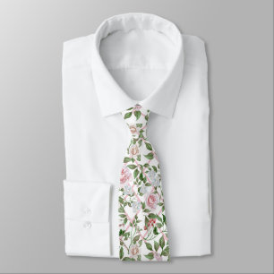 Pink Roses - Vintage Watercolor Floral Tie
