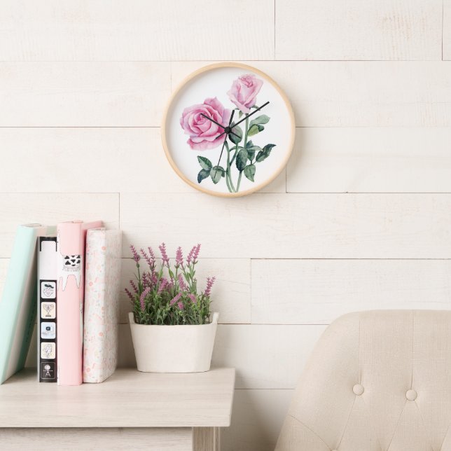 Pink Roses Wall Clock (Reading Room)