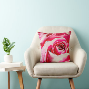 Pink roses watercolor art cushion