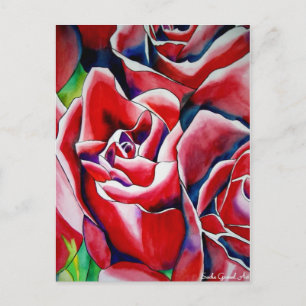 Pink Roses watercolor art painting Postcard