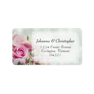Pink Roses Wedding Address Label