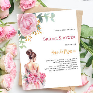 Pink roses wedding dress Bridal Shower budget