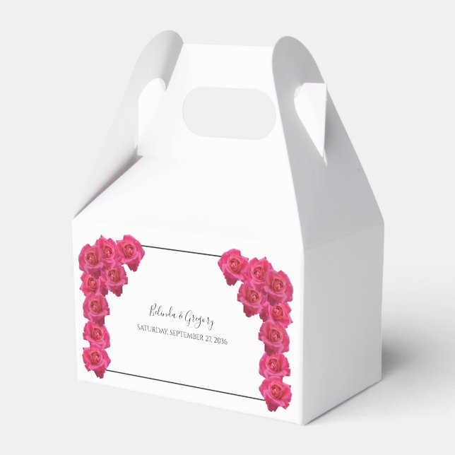 Pink Roses Wedding Gift Favour Box (Front Side)