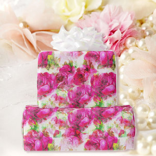 Pink Roses Wedding Giftwrap Wrapping Paper
