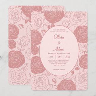 Pink Roses Wedding Invitation