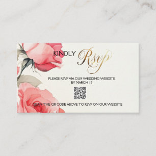 Pink Roses Wedding Invite RSVP Card 