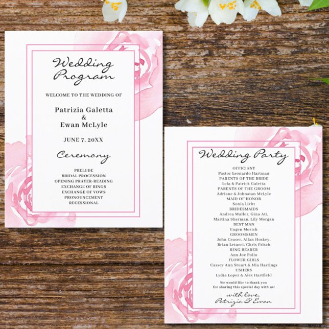 Pink Roses  Wedding Program  Flyer (Creator Uploaded)