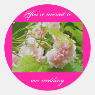 Pink Roses Wedding Stickers