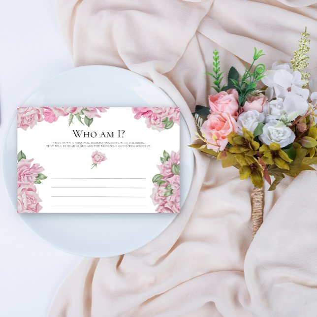 Pink roses - Who am I bridal shower game Stationery (Creator Uploaded)