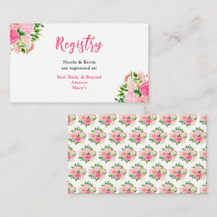 Pink Roses with Foliage Wedding Registry Enclosure Card