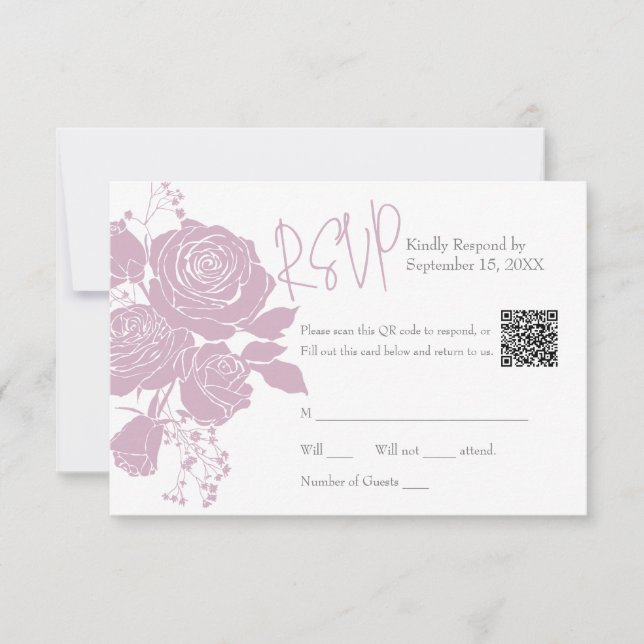 Pink Roses With QR code Response Card (Front)
