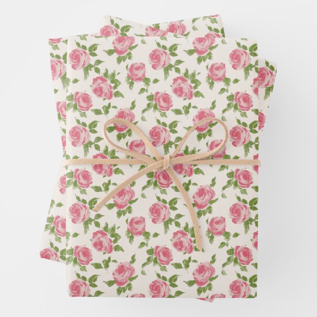 Pink Roses Wrapping Paper (In situ)