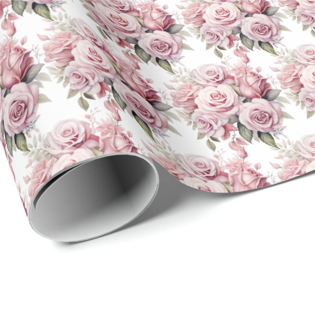 Pink Roses  Wrapping Paper (Roll Corner)