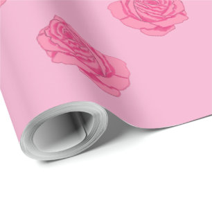 Pink roses wrapping paper