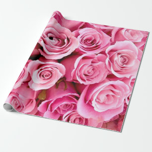 Pink roses wrapping paper