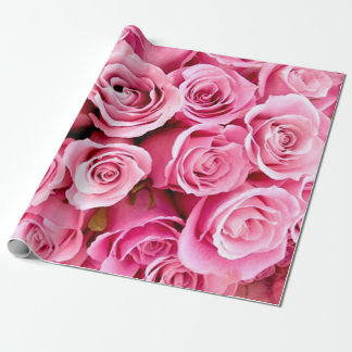 Pink roses wrapping paper