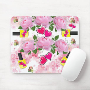 Pink Roses Yellow Nail Polish Mouse Pad! Mouse Pad