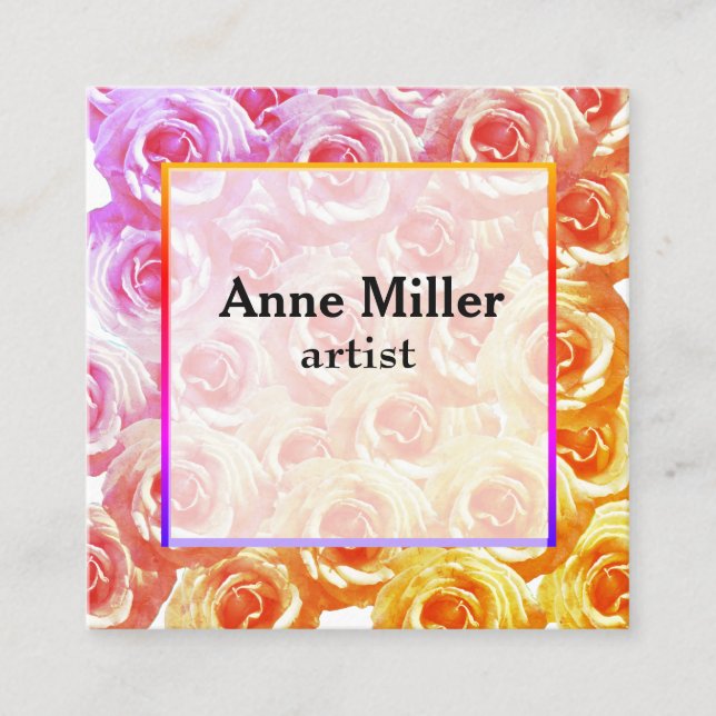Pink RosesFloral Business Card (Front)
