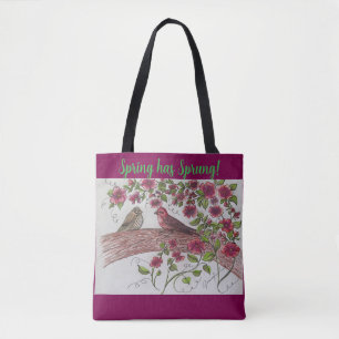 Pink Rosie Finches Tote Bag