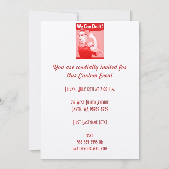 Pink Rosie the Riveter "We Can Do It!" Poster Invitation (Front)