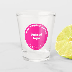 Pink Round Business Brand on Shot Glass