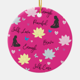 Pink Round Ornament Inner Strength Floral Design