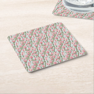 Pink Row Serenity Square Paper Coaster