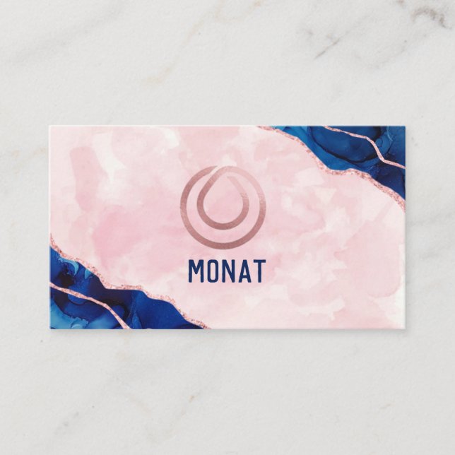 Pink & Royal Blue Monat Business Card (Front)