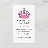 Pink Royal Crown, Get Excited and Save the Date