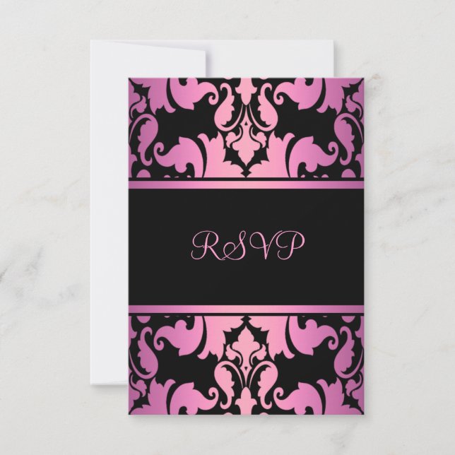 Pink Royal Damask RSVP (Front)