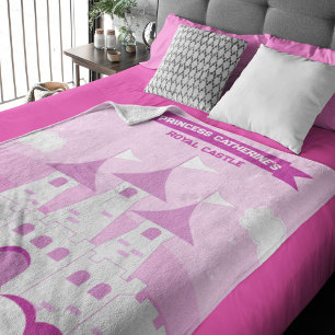 Pink Royal Princess Castle Girl Birthday Fleece Blanket