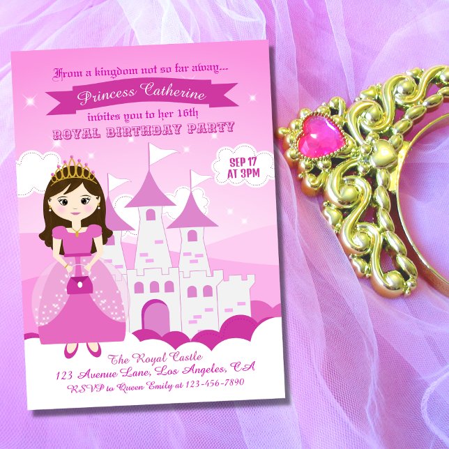 Pink Royal Princess Castle Girl Birthday Invitation (Creator Uploaded)