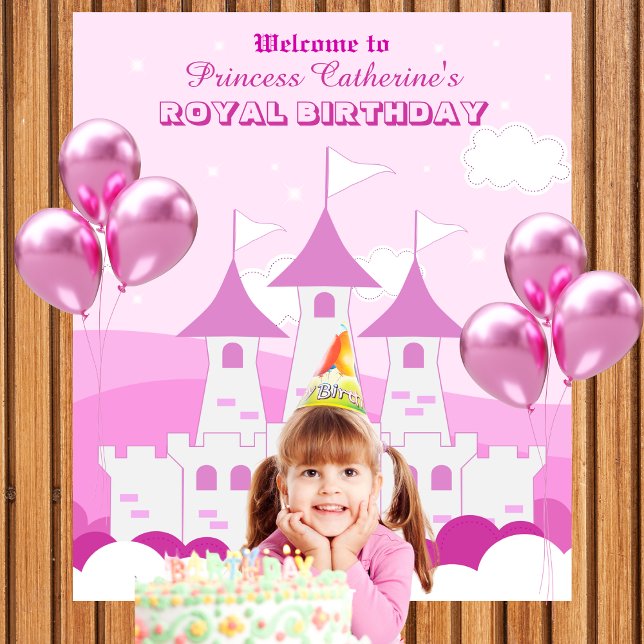 Pink Royal Princess Castle Girl Birthday Tapestry (Creator Uploaded)
