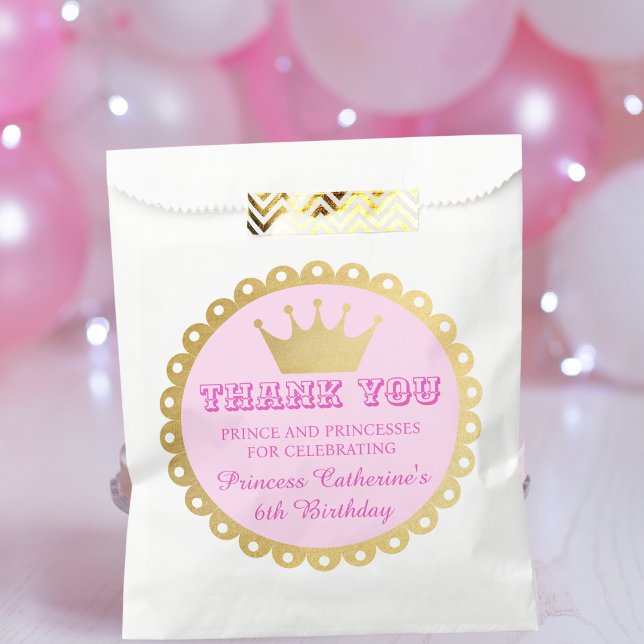 Pink Royal Princess Crown Girl Birthday Favour Bag (Creator Uploaded)