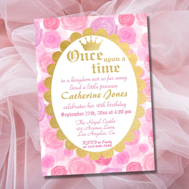 Pink Royal Princess Crown Girl Birthday Invitation (Creator Uploaded)