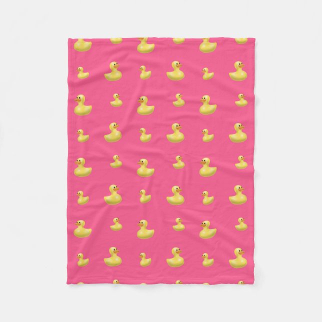 Pink rubber duck pattern fleece blanket (Front)