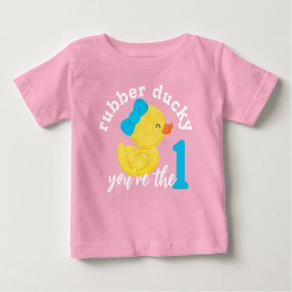 Pink Rubber Ducky You're the One First Birthday Baby T-Shirt