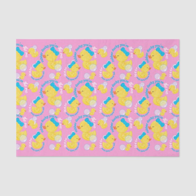 Pink Rubber Ducky You're the One Party Tissue Paper (Front)