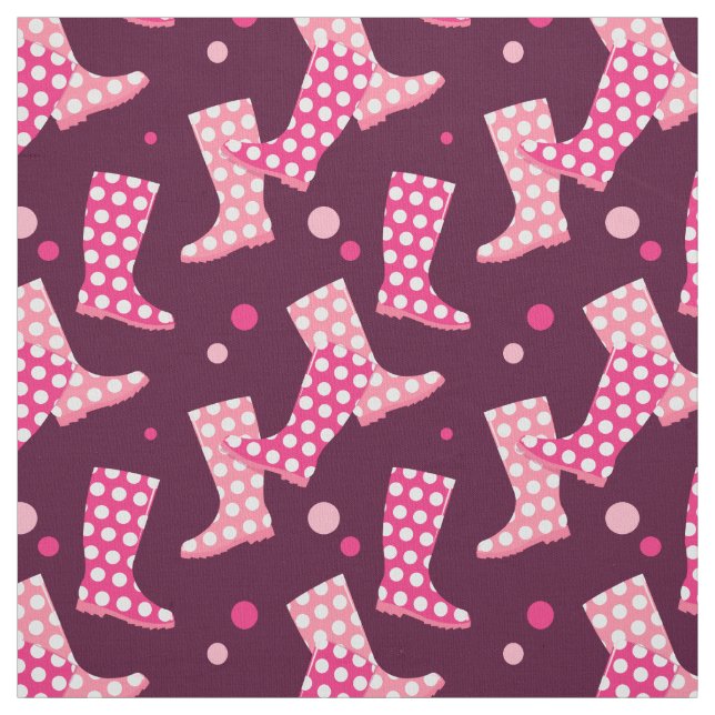 Pink Rubber Rain Boots Pattern Fabric (Swatch)