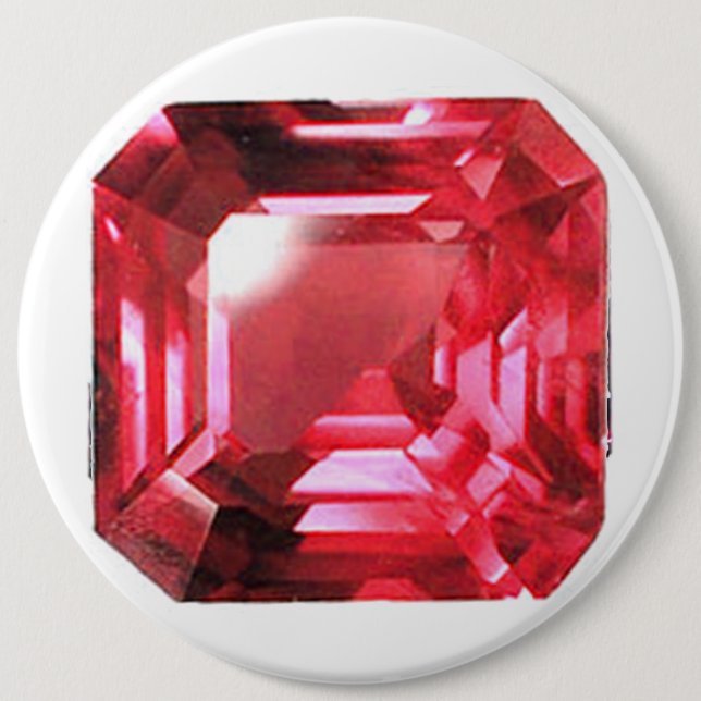 Pink Ruby Gemstone 6 Cm Round Badge (Front)