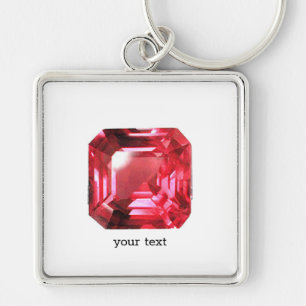 Pink Ruby Gemstone Key Ring