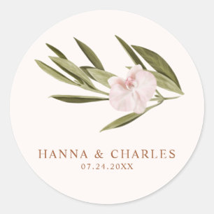 Pink Ruby Greenery Orchid Eucalyptus   Classic Round Sticker