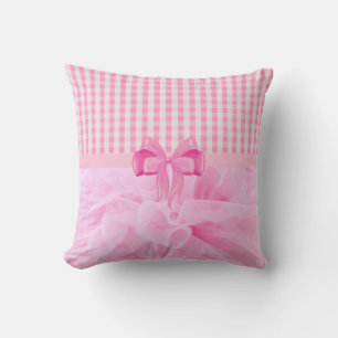Pink ruffle chequered baby throw pillow