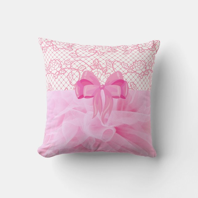 Pink ruffle laced   cushion (Front)