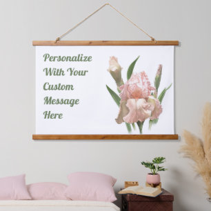 Pink Ruffled Iris Flower Art Personalised Hanging Tapestry