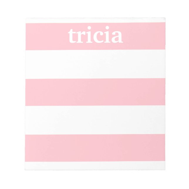 Pink Rugby Stripes Personalised Notepad (Front)