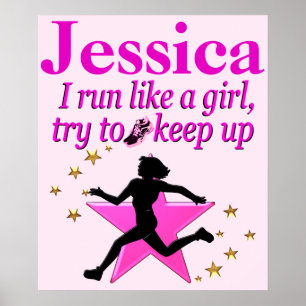 PINK RUN LIKE A CHAMP PERSONALIZED POSTER