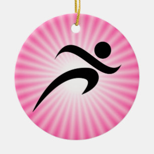 Pink Running Ceramic Tree Decoration