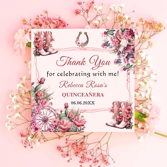 Pink Rustic Boho Western Charra Theme Quinceanera  Napkin (Creator Uploaded)