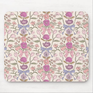 Pink Rustic Bows and Blossoms Mouse Pad